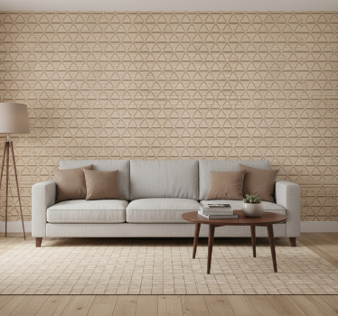 Bedroom wallpaper with wood effect triangle design - TenStickers