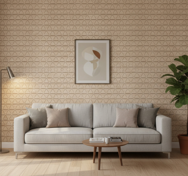 Bedroom wallpaper wood effect triangle pattern - TenStickers
