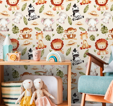 Beige safari Kids wallpaper - TenStickers