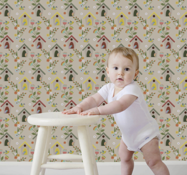 Birdhouse Delight nursery wallpaper - TenStickers