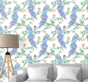 Birds in paradise wallpaper for bedroom - TenStickers
