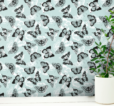 Black, white and blue butterfly Baby´s Wallpaper - TenStickers