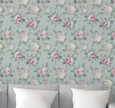 Blue and pink floral Nature Wallpaper - TenStickers