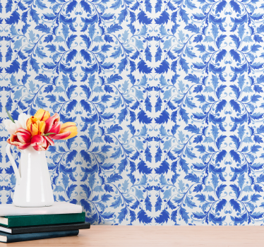 Blue flower pattern Bedroom Wallpaper - TenStickers