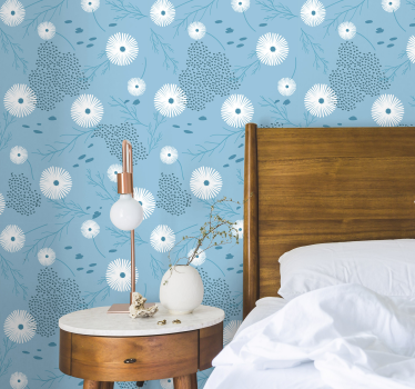 Blue white flowers Nature Wallpaper - TenStickers
