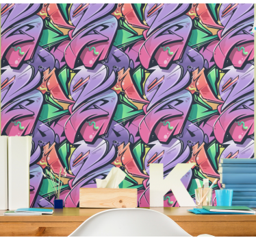 Bright abstract graffiti Wallpaper paintings - TenStickers