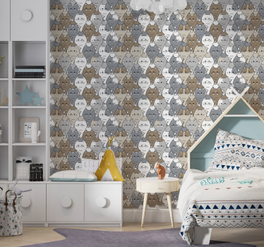 cats illustration Kids wallpaper - TenStickers