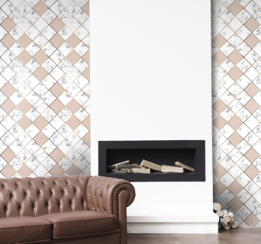 Ceramic Marble Pink Tile Stone effect wallpaper - TenStickers