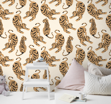 Children's tiger drawings cool animal wallpaper - TenStickers