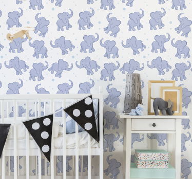 Childrens wallpaper Little Elephant and Bubles - TenStickers