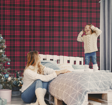 Christmas Tartan Pattern Horizontal Pattern Wallpaper - TenStickers