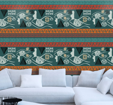 Coastal tribal geometry fish wallpaper - TenStickers