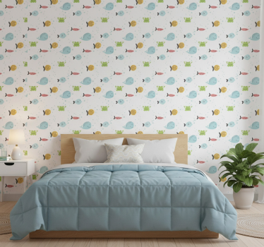 Colorful marine creatures bedroom wallpaper - TenStickers