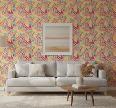 Colorful mosaic leaf wallpaper - TenStickers