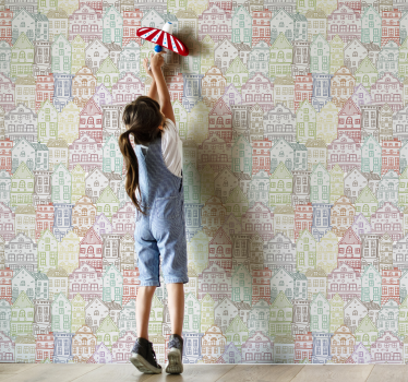 colorful houses kids wallpaper - TenStickers