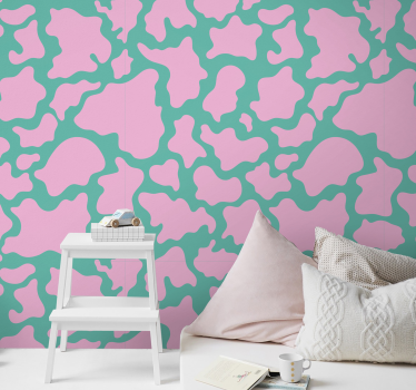 Colourful pink cow print Cool abstract wallpaper - TenStickers