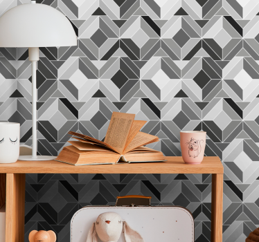 Shapes wallpaper cubic grey shapes - TenStickers