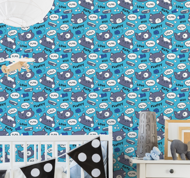 Cute cats faces Kids Wallpaper - TenStickers