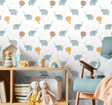 Cute elephants for kids Kids Wallpaper - TenStickers