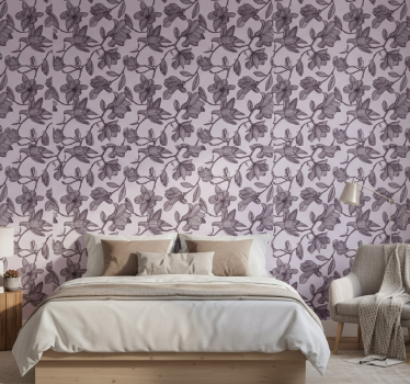 Cute magnolia design bedroom wallpaper - TenStickers