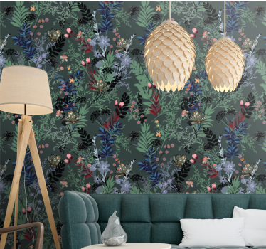 Dark Leaves pattern leaves wallpaper - TenStickers