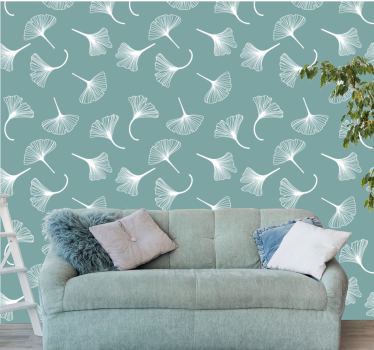Delicate green ginkgo leaf wallpaper - TenStickers