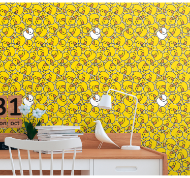 Different cute white duck Contemporary wallpaper - TenStickers