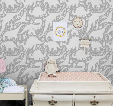 Dinosaur white pattern Cool animal wallpaper - TenStickers