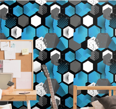 Dynamic hexagonal motif geometric wallpaper - TenStickers