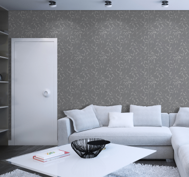 Elegant gray motif leaf wallpaper - TenStickers