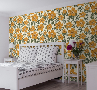 Floral Grey Ornamental Wallpaper - TenStickers