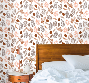 Autumn botanical scatter leaf wallpaper - TenStickers