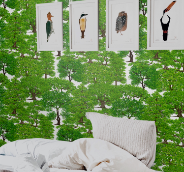 Realistic forest pattern tree wallpaper - TenStickers