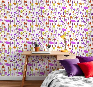 Master bedroom wallpaper funky mushroom design - TenStickers
