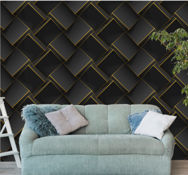 Geometric Black Patterns 3d wallpaper - TenStickers