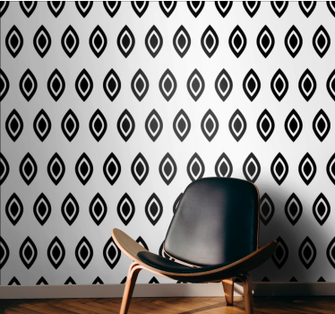 Geometric pattern black and white shapes Square Pattern Wallpaper - TenStickers