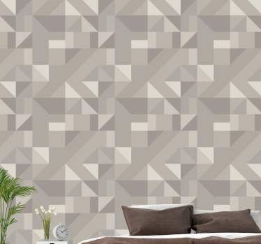 Geometric wallpaper in soft beige tones - TenStickers