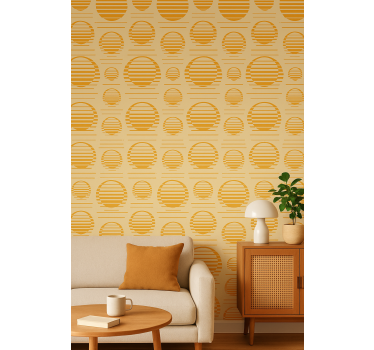 Geometric wallpaper retro orange suns - TenStickers