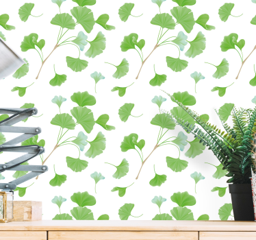 Ginkgo biloba pattern leaf wallpaper - TenStickers