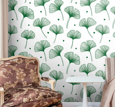 Ginkgo verde elegante leaf wallpaper - TenStickers