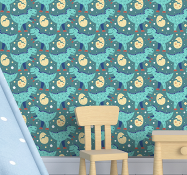 Green dinosaurs T-rex hands up  Kids Wallpaper - TenStickers