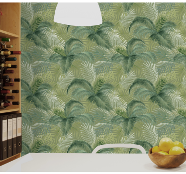 Green leaves pattern  leaves wallpaper - TenStickers