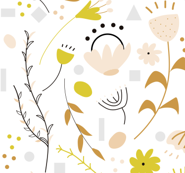 Handdrawn Flowers and Dots Nature Wallpaper - TenStickers