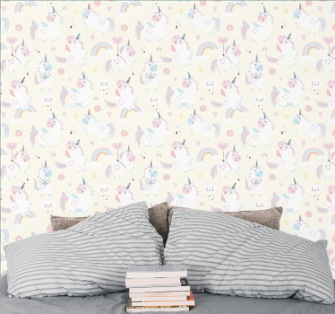 Happy unicorns in wonderland Kids Wallpaper - TenStickers