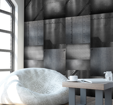 Industrial wallpaper industrial metal sheets - TenStickers