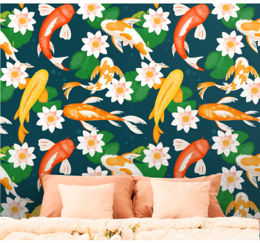 Koi Pond Flora fish wallpaper - TenStickers