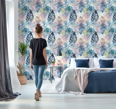 Large drawn leaves leaf wallpaper - TenStickers