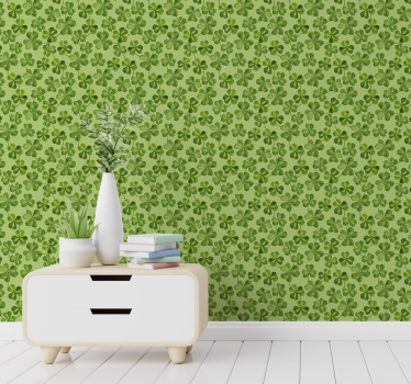 Leaf clover pattern Wallpaper - TenStickers
