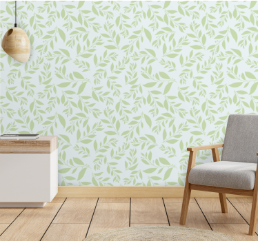 Leaf wallpaper delicate leaf imprint design - TenStickers