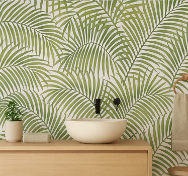 Leaf wallpaper green palm fronds - TenStickers